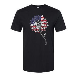 4th Of July Be Kind Sunflower Red White And Blue Softstyle CVC T-Shirt