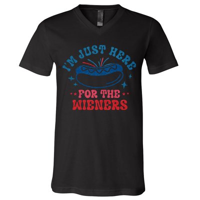 4th Of July Im Just Here For The Wieners V-Neck T-Shirt