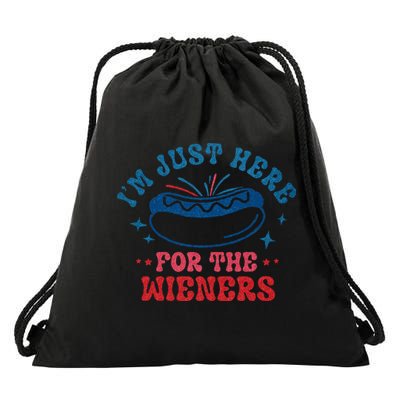 4th Of July Im Just Here For The Wieners Drawstring Bag