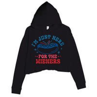 4th Of July Im Just Here For The Wieners Crop Fleece Hoodie