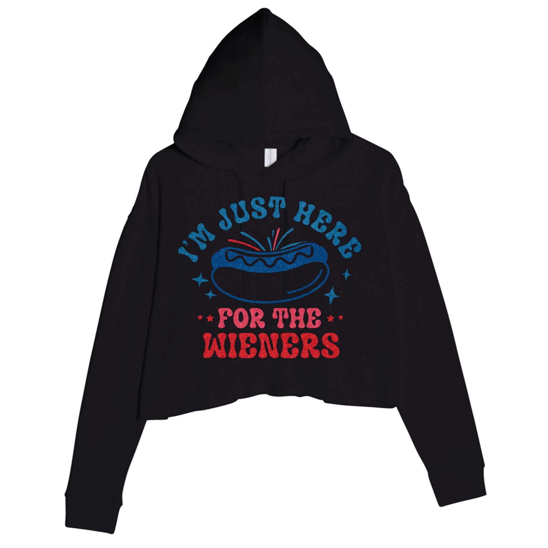 4th Of July Im Just Here For The Wieners Crop Fleece Hoodie