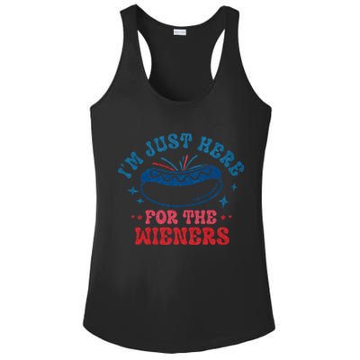 4th Of July Im Just Here For The Wieners Ladies PosiCharge Competitor Racerback Tank
