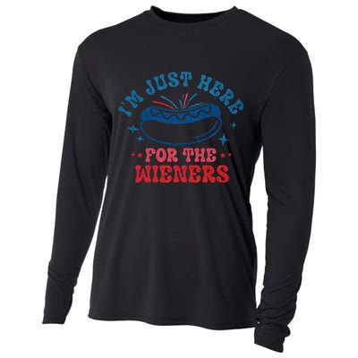 4th Of July Im Just Here For The Wieners Cooling Performance Long Sleeve Crew
