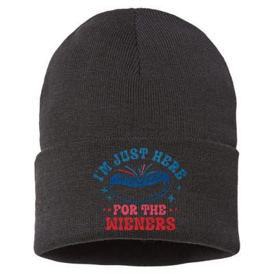 4th Of July Im Just Here For The Wieners Sustainable Knit Beanie