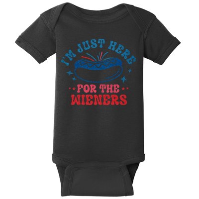 4th Of July Im Just Here For The Wieners Baby Bodysuit
