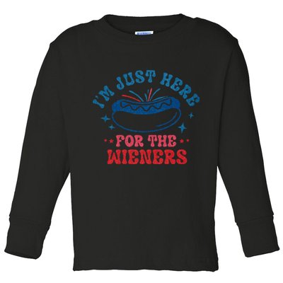 4th Of July Im Just Here For The Wieners Toddler Long Sleeve Shirt