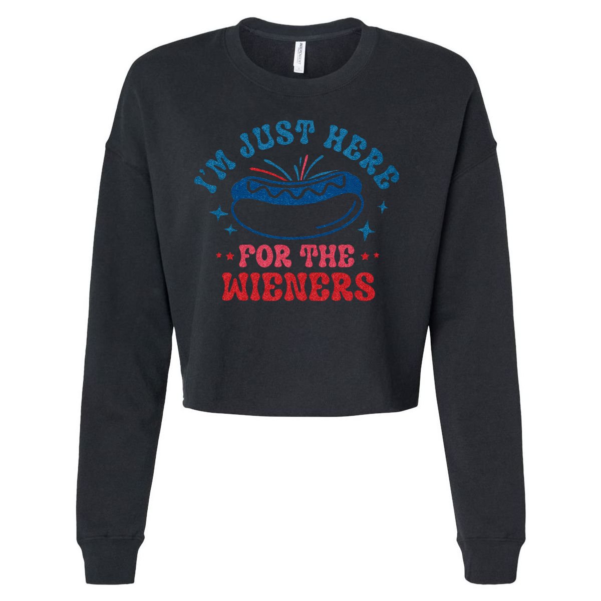 4th Of July Im Just Here For The Wieners Cropped Pullover Crew