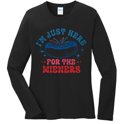 4th Of July Im Just Here For The Wieners Ladies Long Sleeve Shirt