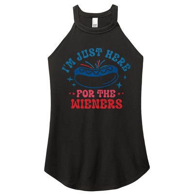 4th Of July Im Just Here For The Wieners Women's Perfect Tri Rocker Tank