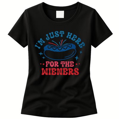 4th Of July Im Just Here For The Wieners Womens T-Shirt