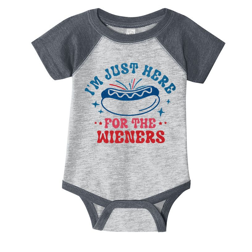 4th Of July Im Just Here For The Wieners Infant Baby Jersey Bodysuit