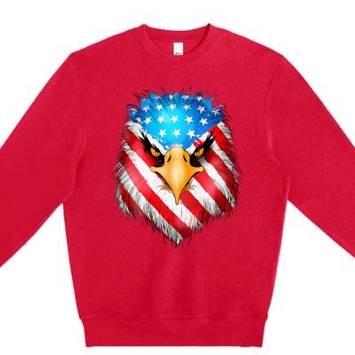 4th Of July Patriotic Eagle Usa American Flag Premium Crewneck Sweatshirt