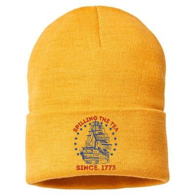 4th Of July Spilling The Tea Since 1773 History Teacher Sustainable Knit Beanie