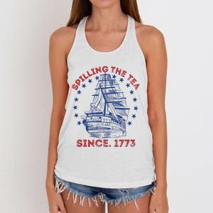 4th Of July Spilling The Tea Since 1773 History Teacher Women's Knotted Racerback Tank