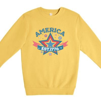 4th Of July Retro America Est. 1776 Gift Premium Crewneck Sweatshirt