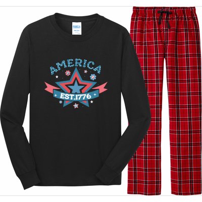 4th Of July Retro America Est. 1776 Gift Long Sleeve Pajama Set