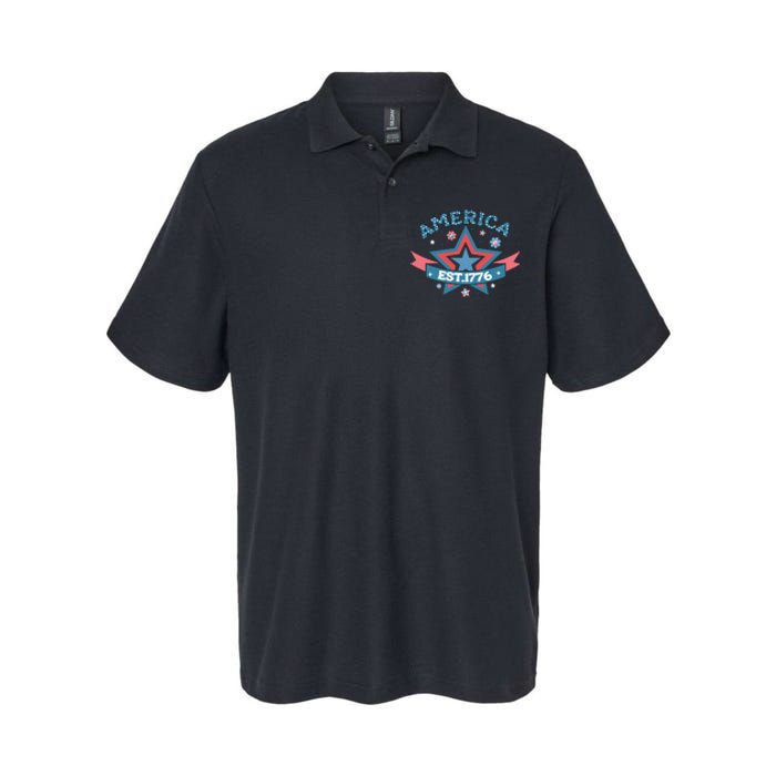 4th Of July Retro America Est. 1776 Gift Softstyle Adult Sport Polo