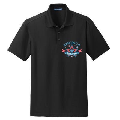 4th Of July Retro America Est. 1776 Gift Dry Zone Grid Polo