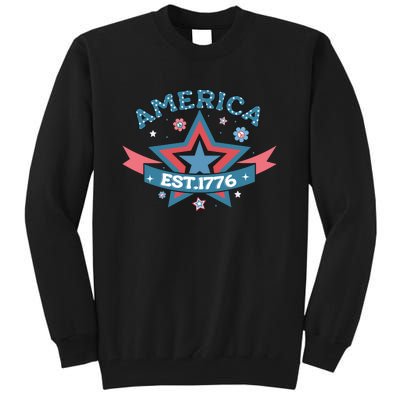 4th Of July Retro America Est. 1776 Gift Tall Sweatshirt