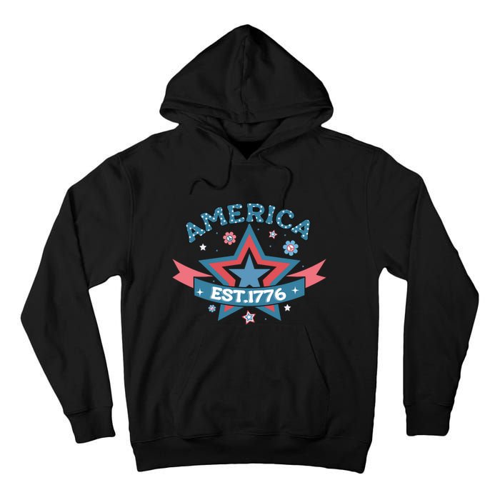 4th Of July Retro America Est. 1776 Gift Tall Hoodie