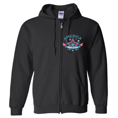 4th Of July Retro America Est. 1776 Gift Full Zip Hoodie