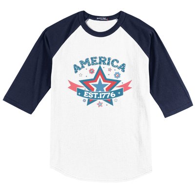 4th Of July Retro America Est. 1776 Gift Baseball Sleeve Shirt