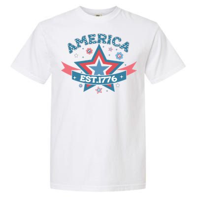 4th Of July Retro America Est. 1776 Gift Garment-Dyed Heavyweight T-Shirt