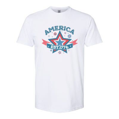 4th Of July Retro America Est. 1776 Gift Softstyle CVC T-Shirt