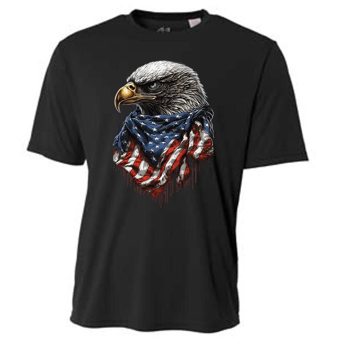 4th Of July Bald Eagle American US Flag Country 4th Of July Cooling Performance Crew T-Shirt