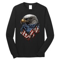 4th Of July Bald Eagle American US Flag Country 4th Of July Long Sleeve Shirt