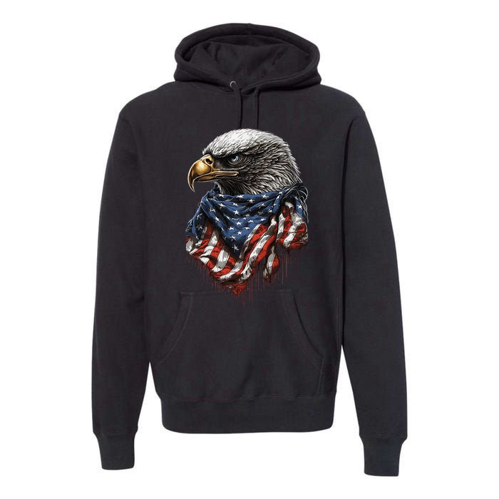 4th Of July Bald Eagle American US Flag Country 4th Of July Premium Hoodie