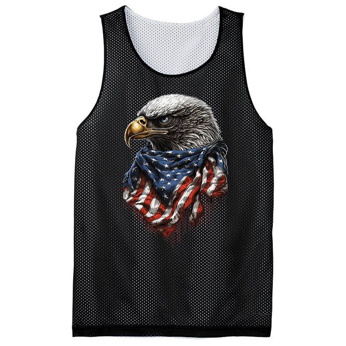 4th Of July Bald Eagle American US Flag Country 4th Of July Mesh Reversible Basketball Jersey Tank