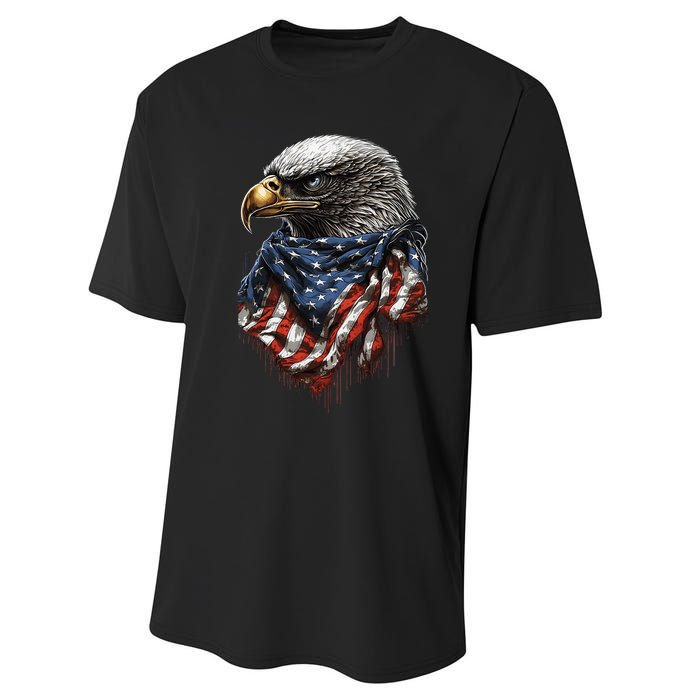 4th Of July Bald Eagle American US Flag Country 4th Of July Performance Sprint T-Shirt