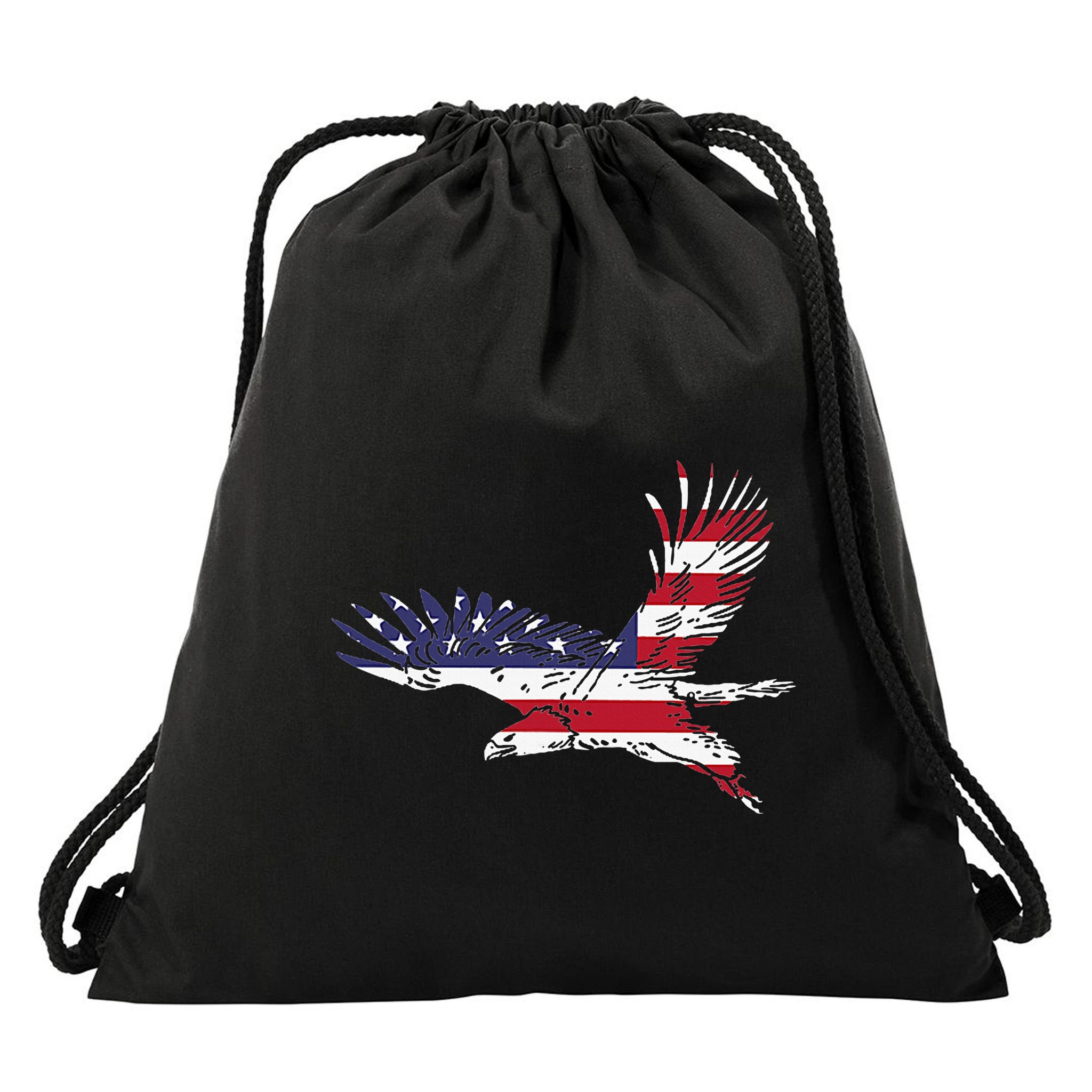 4th Of July Bald Eagle Us Flag Pocket America Drawstring Bag
