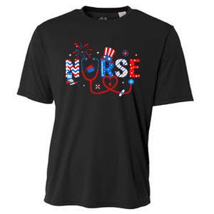 4th Of July Nursing For Women Stethoscope Nurse Graduation Cooling Performance Crew T-Shirt