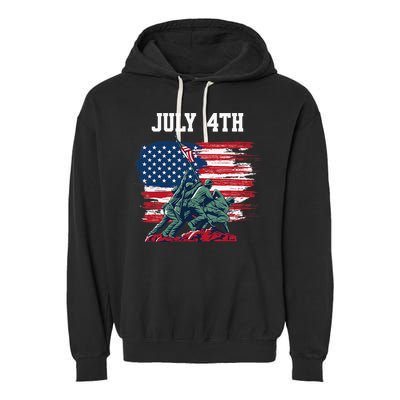 4th Of July USA American Flag Independence Day Garment-Dyed Fleece Hoodie