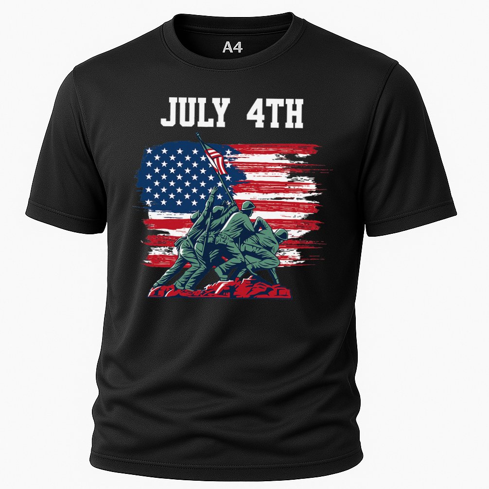 4th Of July USA American Flag Independence Day Cooling Performance Crew T-Shirt