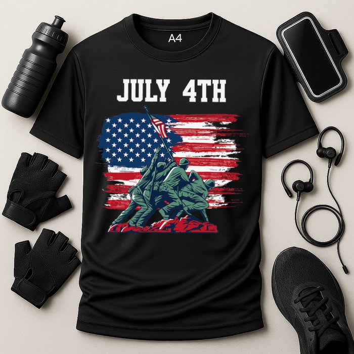4th Of July USA American Flag Independence Day Cooling Performance Crew T-Shirt