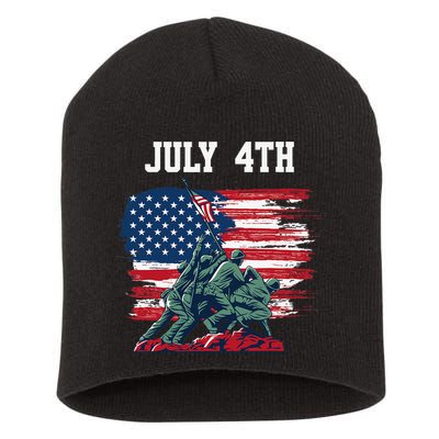 4th Of July USA American Flag Independence Day Short Acrylic Beanie
