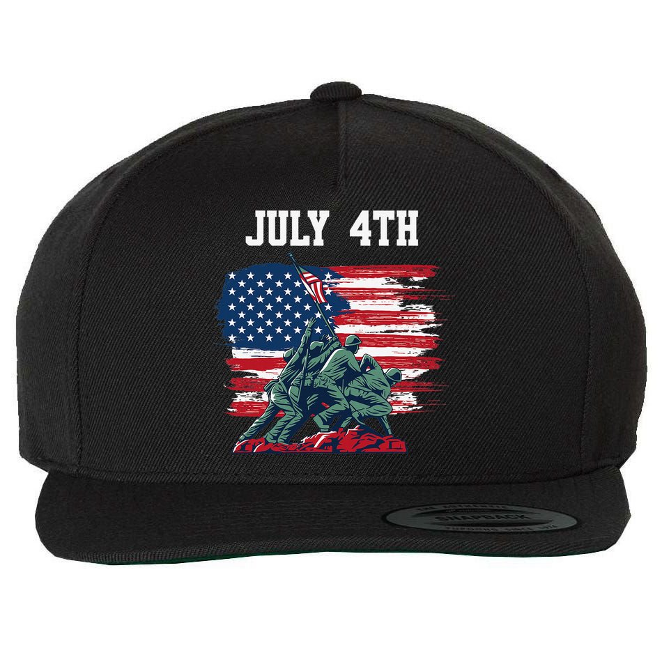4th Of July USA American Flag Independence Day Wool Snapback Cap