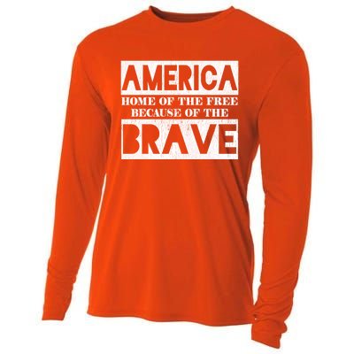 4th Of July America Home Of The Free Because Of The Brave Gift Cooling Performance Long Sleeve Crew