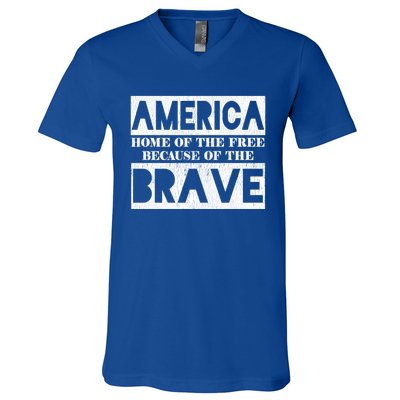 4th Of July America Home Of The Free Because Of The Brave Gift V-Neck T-Shirt