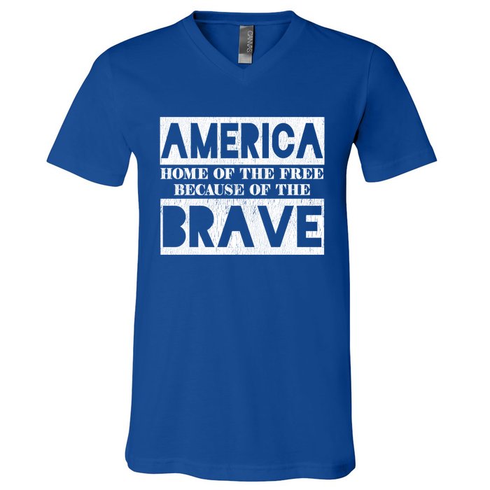 4th Of July America Home Of The Free Because Of The Brave Gift V-Neck T-Shirt