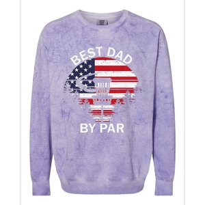 4th Of July Best Dad By Par Disc Golf Fathers Day Colorblast Crewneck Sweatshirt