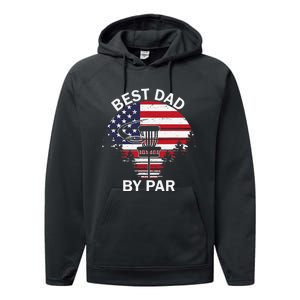 4th Of July Best Dad By Par Disc Golf Fathers Day Performance Fleece Hoodie