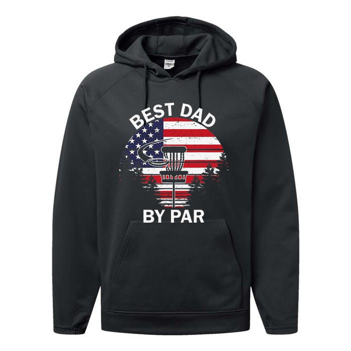 4th Of July Best Dad By Par Disc Golf Fathers Day Performance Fleece Hoodie