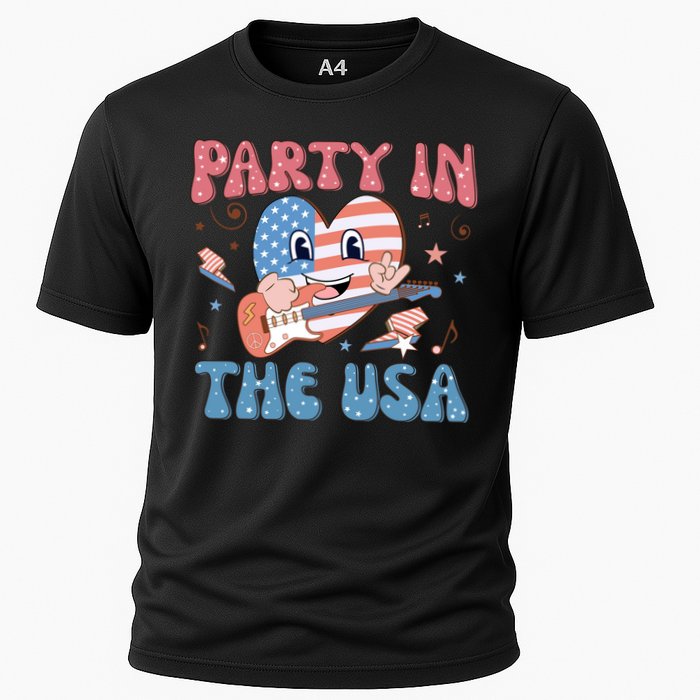 4th Of July Retro Funny Party In The USA Music Gift Cooling Performance Crew T-Shirt