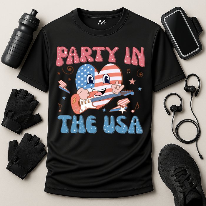 4th Of July Retro Funny Party In The USA Music Gift Cooling Performance Crew T-Shirt