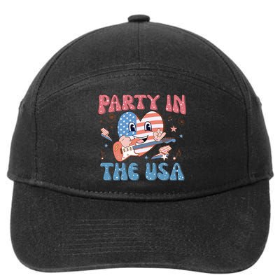 4th Of July Retro Funny Party In The USA Music Gift 7-Panel Snapback Hat