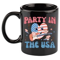 4th Of July Retro Funny Party In The USA Music Gift 11oz C Handle Ceramic Mug